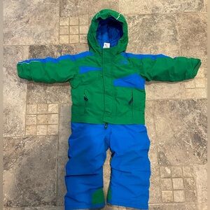 The North Face Kids Green & Blue Two-Piece Ski Jacket and Snow Pants